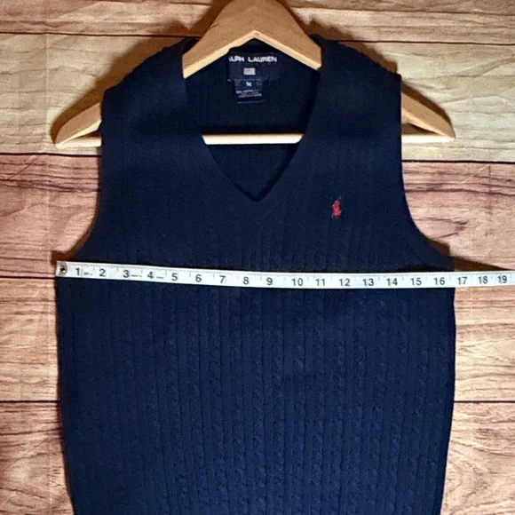 Ralph Lauren Men's Dark Blue V-Neck Sweater Vest - Picture 9 of 10
